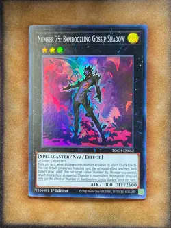 Yugioh Number 75: Bamboozling Gossip Shadow TOCH-EN052 Super Rare 1st Ed NM - Image 1