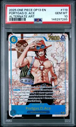 PSA 10 GEM Portgas D Ace One Piece OP13 119 Alternate Art ALT Secret Parallel🔥⚓ - Image 1
