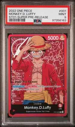 2022 ONE PIECE STARTER STRAW HAT CREW MONKEY D. LUFFY PSA 9 - Image 1