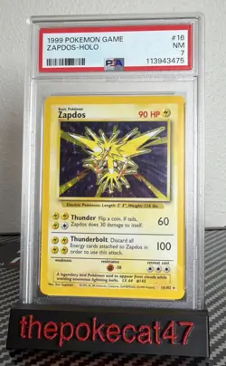 1999 POKEMON GAME #16 ZAPDOS-HOLO PSA 7 - Image 1