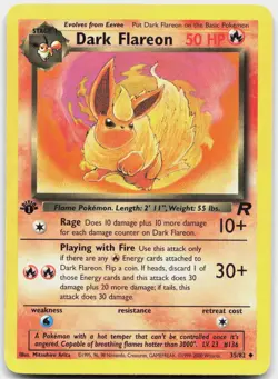 Dark Flareon 35/82 Uncommon Team Rocket Pokemon 1st Edition Moderately Played - Image 1