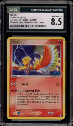 Pokemon Ho-Oh EX Unseen Forces Reverse Holo Rare #27 Inverted Holo Layer CGC 8.5 - Image 1
