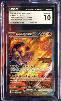Pokemon TCG Team Rockets Moltres EX Destined Rivals Stamp 229 CGC 10 - Image 1