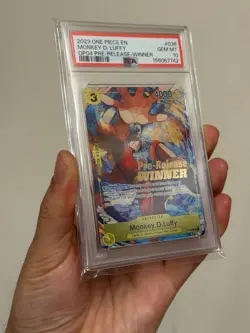 2023 MONKEY D. LUFFY P-036 OP04 Pre-Release Winner Promo One Piece PSA 10 GEM MT - Image 2