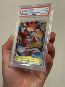 2023 MONKEY D. LUFFY P-036 OP04 Pre-Release Winner Promo One Piece PSA 10 GEM MT - Image 3