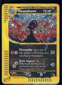 Pokemon AQUAPOLIS - #H11/H32 Houndoom - Holo - ENG - Damaged - Image 1