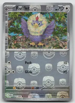 Rufflet (Master Ball Pattern) 077/086 Black Bolt Pokemon Holo NM Common - Image 1