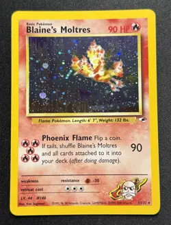 Pokemon TCG Blaine's Moltres 1/132 Gym Heroes Holo Rare Holo English - Image 1