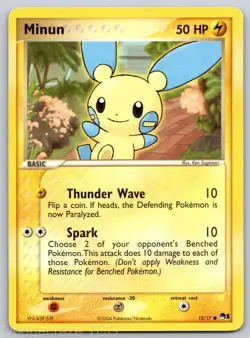 Minun 12/17 Common POP Series 1 Pokemon LP - Image 1