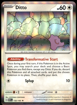 Ditto 132/165 SV: Scarlet & Violet 151 Rare Holo NM Pokemon TCG - Image 1