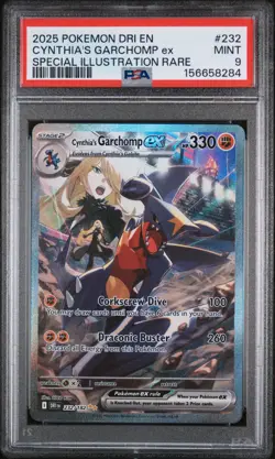 2025 POKEMON TCG DESTINED RIVALS #232 CYNTHIA'S GARCHOMP EX PSA 9 MINT - Image 1