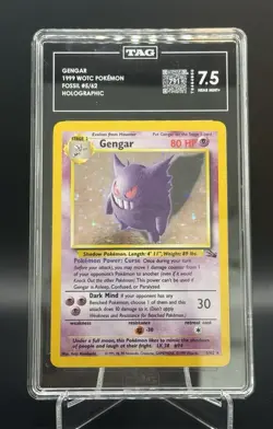 Pokemon 1999 Pokemon Fossil Gengar Holo Rare 5/62 TAG 7.5 - Image 1