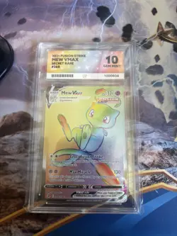 Pokemon Mew VMAX TCG 268/264 SWSH Fusion Strike Rainbow Secret Rare ACE 10 Gem - Image 1