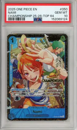 One Piece Graded: Nami OP09-050 Championship 25-26 Top 64 PSA 10 - Image 1