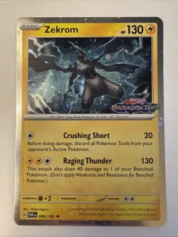 Zekrom 066/182 Stamped Cosmos Holo 2023 Pokemon Paradox Rift Promo Card NM - Image 1