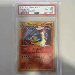 PSA 8 SHINY CHARIZARD 136/135 SECRET RARE 2013 B&W PLASMA STORM GRADED CARD - Image 1
