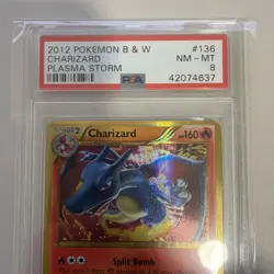 PSA 8 SHINY CHARIZARD 136/135 SECRET RARE 2013 B&W PLASMA STORM GRADED CARD - Image 2