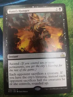Vona's Hunger 90 Rare Rivals of Ixalan Magic: The Gathering Near Mint - Image 1