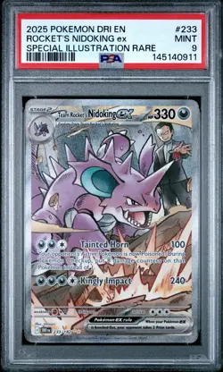 2025 POKEMON DRI EN-DESTINED RIVALS #233 ROCKET'S NIDOKING ex SIR PSA 9 - Image 1