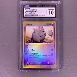 Pokemon Spoink 2003 EX Dragon 74/97 Reverse Holo CGC Gem Mint 10 Card - Image 1