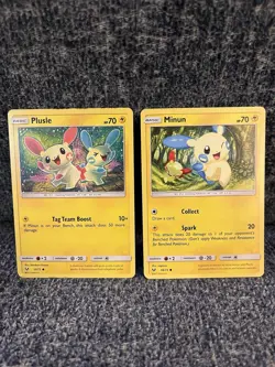 Pokemon Plusle & Minun 33/73 and 34/73 2-Card Lot English 2017 - LP - Image 1