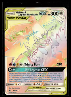 Moltres & Zapdos & Articuno GX 69/68 Hidden Fates Rare Rainbow Pokemon - Image 1