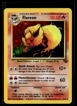 Flareon 3/64 Jungle Rare Holo Pokemon - Image 1