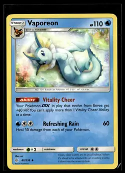 Vaporeon 42/236 Cosmic Eclipse Uncommon Pokemon - Image 1