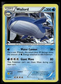 Wailord 26/124 Dragons Exalted Rare Holo Pokemon - Image 1