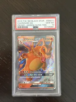 2019 POKEMON SM BLACK STAR PROMO HIDDEN FATES TINS #SM211 CHARIZARD GX PSA 10 - Image 1