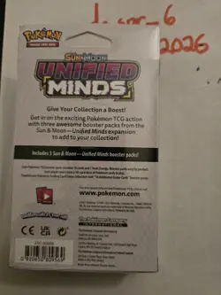 Unified Minds Hanger Box 3 Booster Packs Factory Sealed New Sun & Moon Pokemon - Image 2