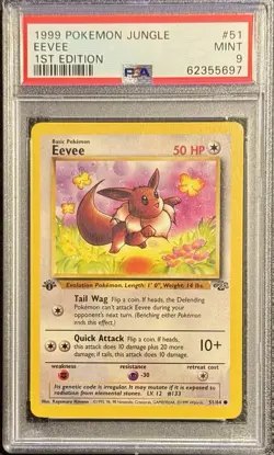 PSA 9 EEVEE #51/64 Pokemon 1999 Jungle 1st Edition - Image 1