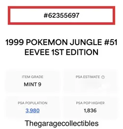 PSA 9 EEVEE #51/64 Pokemon 1999 Jungle 1st Edition - Image 3