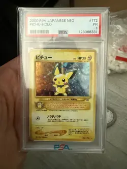 2000 POKEMON JAPANESE NEO #172 PICHU HOLO PSA 1 LOW POP ~~14~~ - Image 1