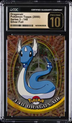 2000 POKEMON TOPPS CHROME SER 3 SILVER FOIL #148 DRAGONAIR CGC 10 PERFECT - Image 1