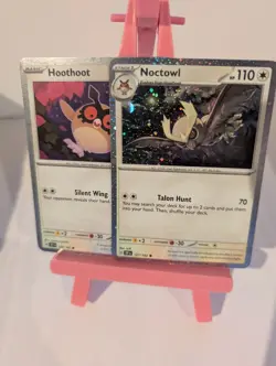 126 & 127 Hoothoot & Noctowl Cosmo Holo Temporal Forces Pokemon - Image 1