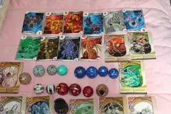 Bakugan Large Card Lot Of 27 Red Metal Cards & 10 Blue Cards & 15 Balls - Image 3