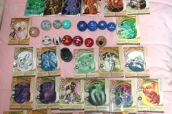 Bakugan Large Card Lot Of 27 Red Metal Cards & 10 Blue Cards & 15 Balls - Image 4