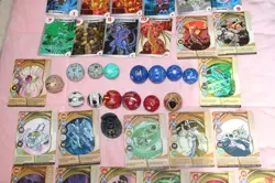 Bakugan Large Card Lot Of 27 Red Metal Cards & 10 Blue Cards & 15 Balls - Image 5