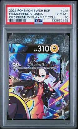 2023 POKEMON SWSH BLACK STAR PROMO #288 FA/MORPEKO V-UNION TOP RIGHT PSA 10 - Image 1