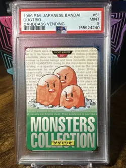 1996 POKEMON JAPANESE BANDAI CARDDASS VENDING 51 DUGTRIO PSA 9 - Image 1