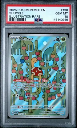 2025 POKEMON MEG EN-MEGA EVOLUTION #136 SHUCKLE ILLUSTRATION RARE PSA 10 - Image 1