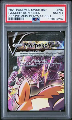 2023 POKEMON SWSH BLACK STAR PROMO #287 FA/MORPEKO V-UNION TOP LEFT PSA 8 - Image 1