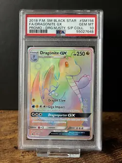 Pokemon Dragonite GX PSA 10 Full Art Rainbow SM156 Promo Dragon Majesty - Image 1