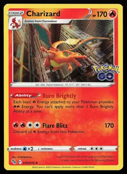 Charizard 010/078 Holo Rare Pokemon GO Pokemon Card - Image 1
