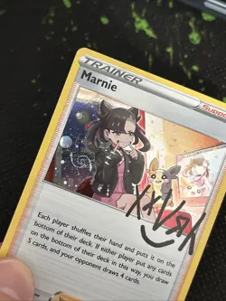 Pokemon Marnie SWSH120 Promo Autograph Holo Swirl NM - Image 2