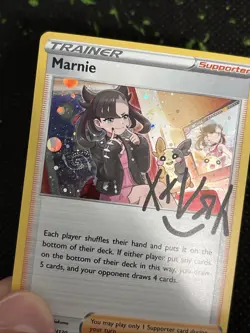 Pokemon Marnie SWSH120 Promo Autograph Holo Swirl NM - Image 3