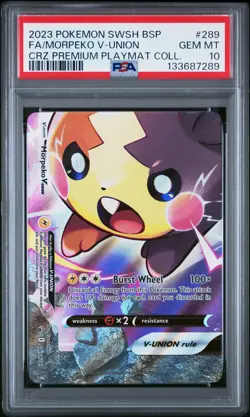 2023 POKEMON SWSH BLACK STAR PROMO #289 FA/MORPEKO V-UNION BOTTOM LEFT PSA 10 - Image 1
