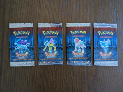 EMPTY Pokemon Neo Revelation Art Set x4 Booster Pack Wrappers WOTC - Image 1