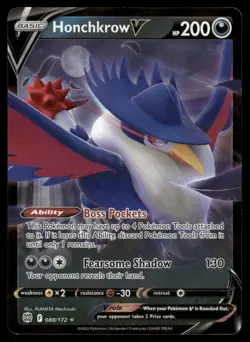 Pokemon Cards Honchkrow V 088/172 Brilliant Stars Holo V Rare NM - Image 1